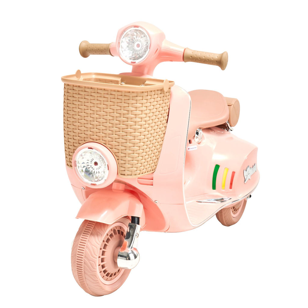 Kids Ride On Motorcycle, 12V Battery Powered Electric Motorcycle Trike with Speed Up to 2mph, Headlight, LED Light, Music, Bluetooth, Basket, 3 Wheel Ride on Toys for Boys Girls Aged 3-4