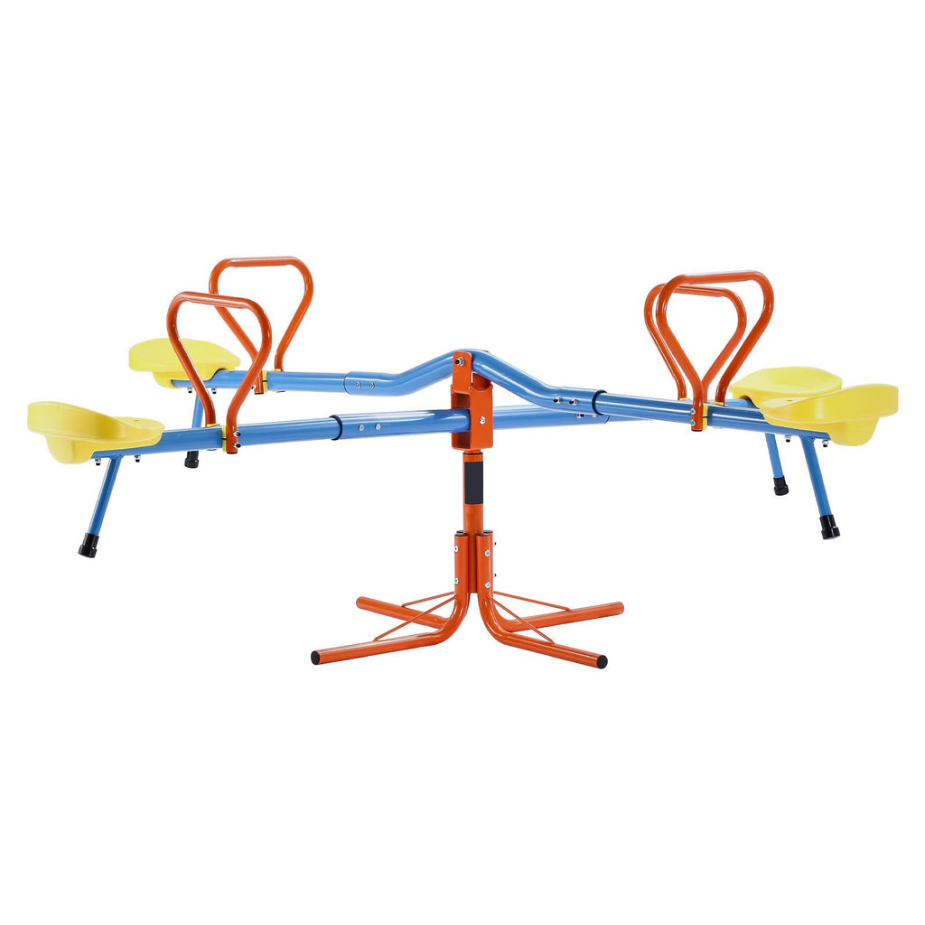 Kids Seesaw, 110 lbs Load Capacity per Seat, Sit and Spin Teeter Totter with 4-prong Support Legs, Kids Outdoor Playground Equipment, Swiveling 360 Degrees Rotating for Children Aged 3+, 4 Seats