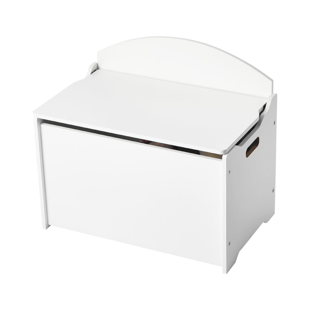 Kids Storage Bench, Wooden Toy Box Chest with Backrest, Large Storage Cabinet with Safety Hinge, Toddlers Storage Bench for Playroom, Living Room or Entryway, 23.5 x 14.5 x 21.46 in, White
