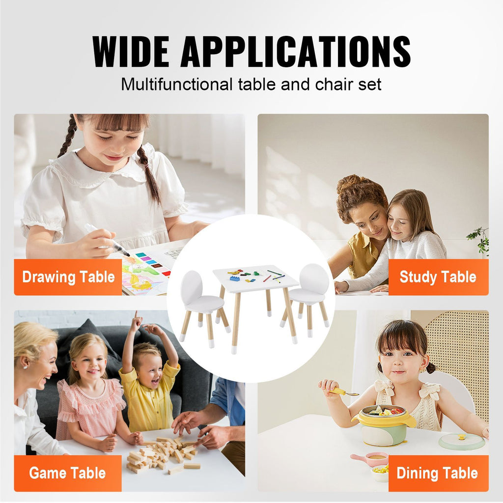 Kids Table and 2 Chairs Set, Toddler Table and Chair Set, Children Multi-Activity Table for Art, Craft, Reading, Learning, 1 Table and 2 Chairs image 2