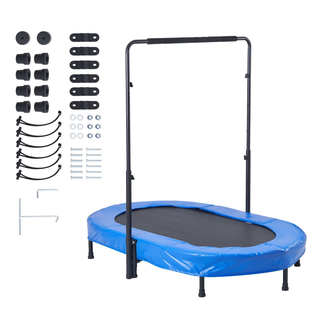 Kids Trampoline, 56x36 inch Indoor Outdoor Trampoline, Foldable Mini Trampoline with Handle, Rebounder Trampoline for Toddlers, Birthday Gift for 3+ Years Children, Boys Girls for Fun, Bule