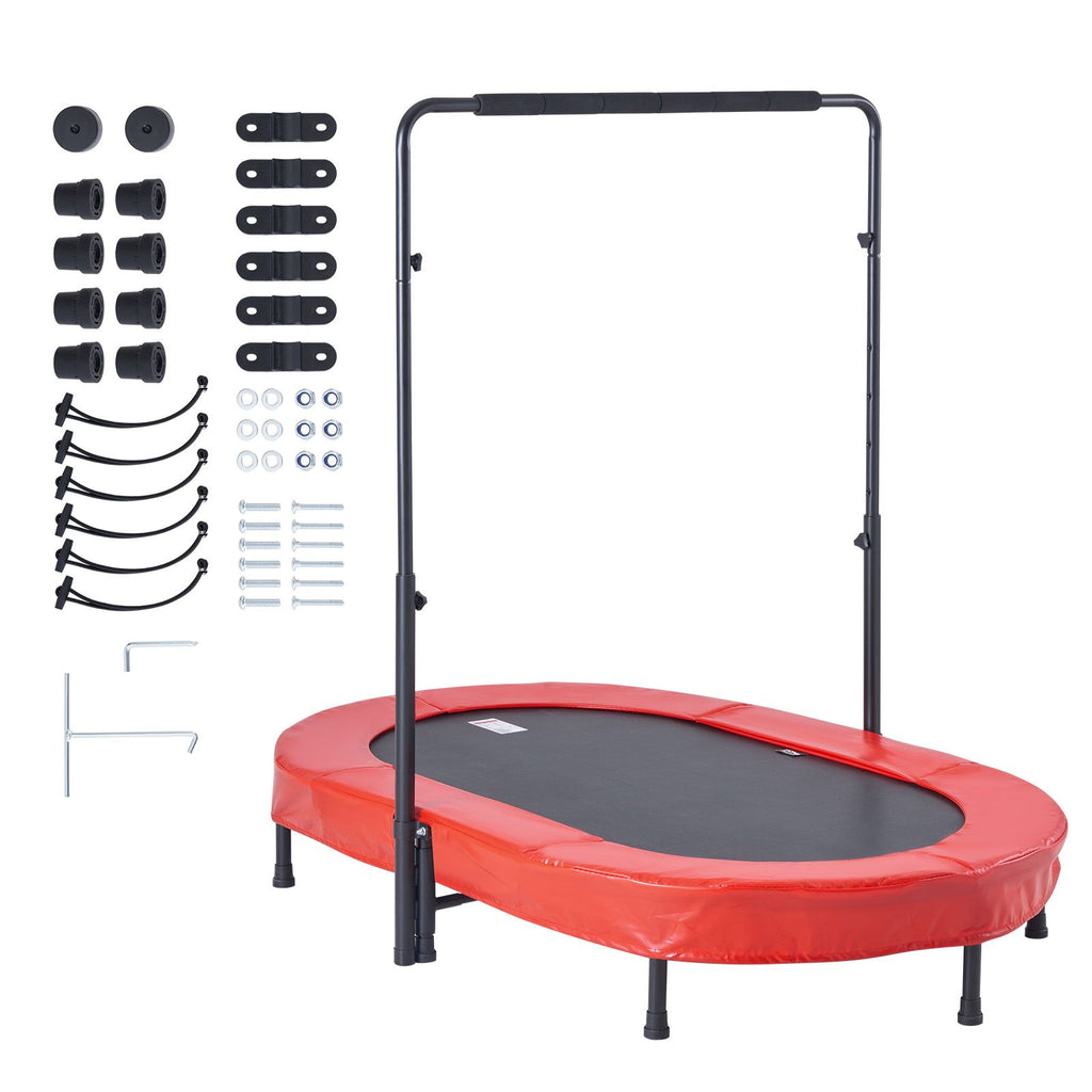 Kids Trampoline, 56x36 inch Indoor Outdoor Trampoline, Foldable Mini Trampoline with Handle, Rebounder Trampoline for Toddlers, Birthday Gift for 3+ Years Children, Boys Girls for Fun, Red