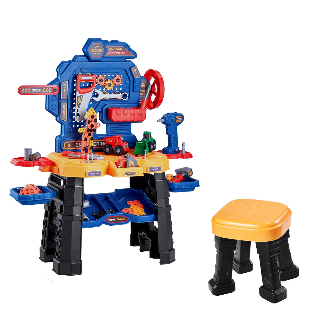 Kids Workbench, 181 pcs, Kids Tool Bench with Realistic Tools and Electric Drill, Pretend Play Construction Workbench Toys for Toddlers, Toddler Work Bench Learning Gift for Boys & Girls Age 3+