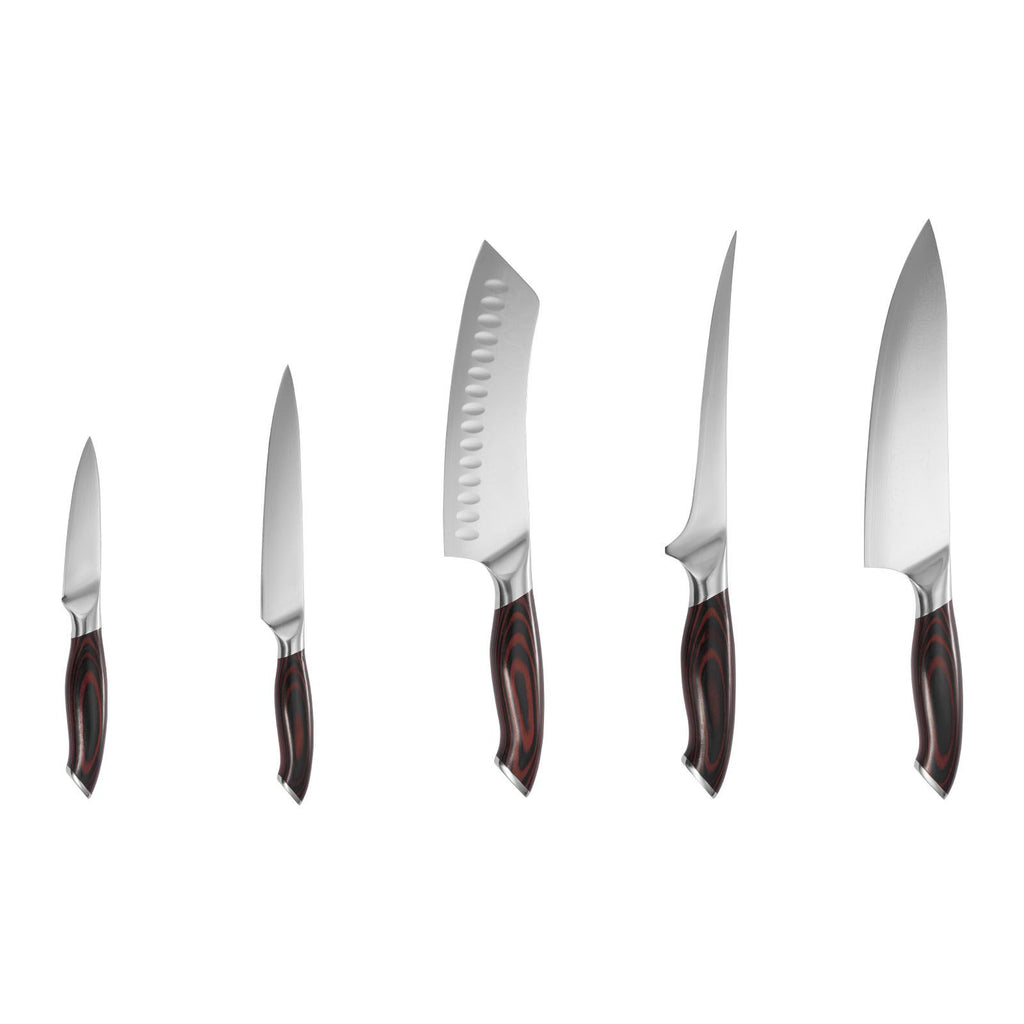 Kitchen Knife Set, 5 Piece High Carbon Stainless Steel Sharp Knife Set, Durable and Rust-Resistant, Professional Kitchen Cutlery with Ergonomic Crack-Resistant Handle, for Precise Cutting