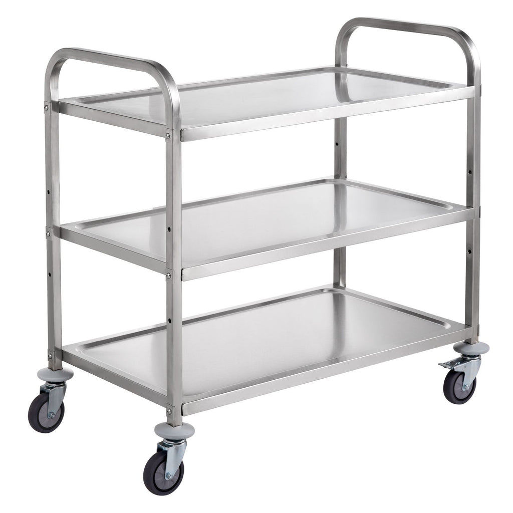 Kitchen Utility Cart, 3 Tiers, Wire Rolling Cart with 450LBS Capacity, Steel Service Cart on Wheels, Metal Storage Trolley with 80mm Basket Curved Handle PP Liner 6 Hooks, for Indoor and Outdoor