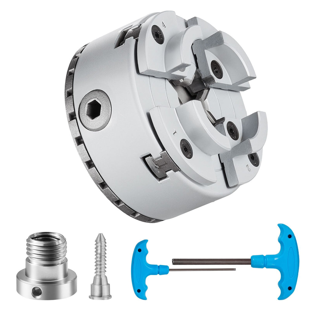 KP2-3/4 Lathe Chuck, 4-Jaw 2.75" Diameter, Metal Lathe Chuck Turning Machine Accessories, Self-centering Tool, for Lathe, Precision Machining, Grinding Machines, Milling Machines