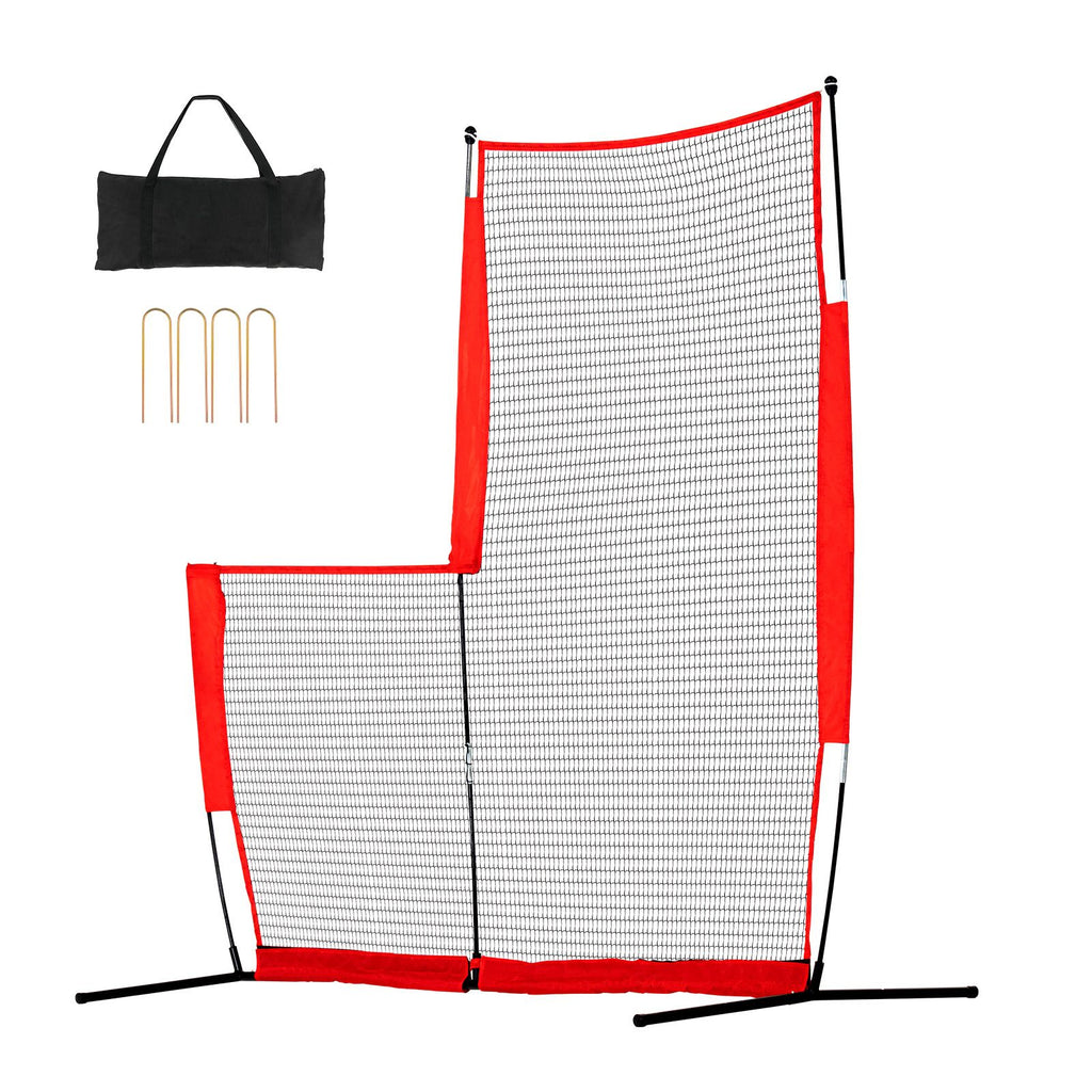 L Screen Baseball for Batting Cage, 7x7 ft Baseball & Softball Safety Screen, Body Protector Portable Batting Screen with Carry Bag & Ground Stakes, Baseball Pitching Net for Pitchers Protection