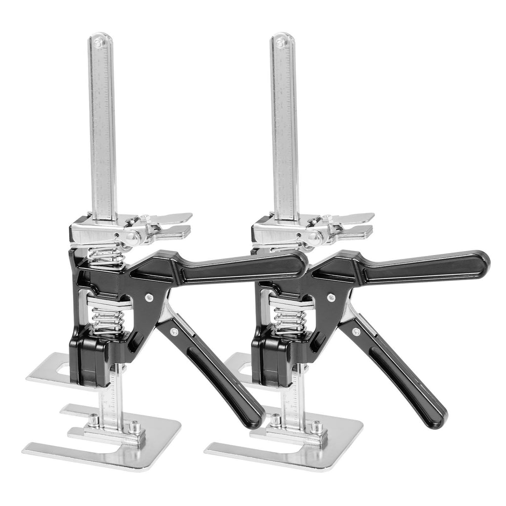 Labor Saving Arm Jack, 2 PCS 440 lbs Bearing Capacity, Lifting up to 6.5", Metal Hand Lifting Jack Tool with Magnetic Level, 2 Adjustment Modes, for Door, Window, Furniture, Woodworking, Black