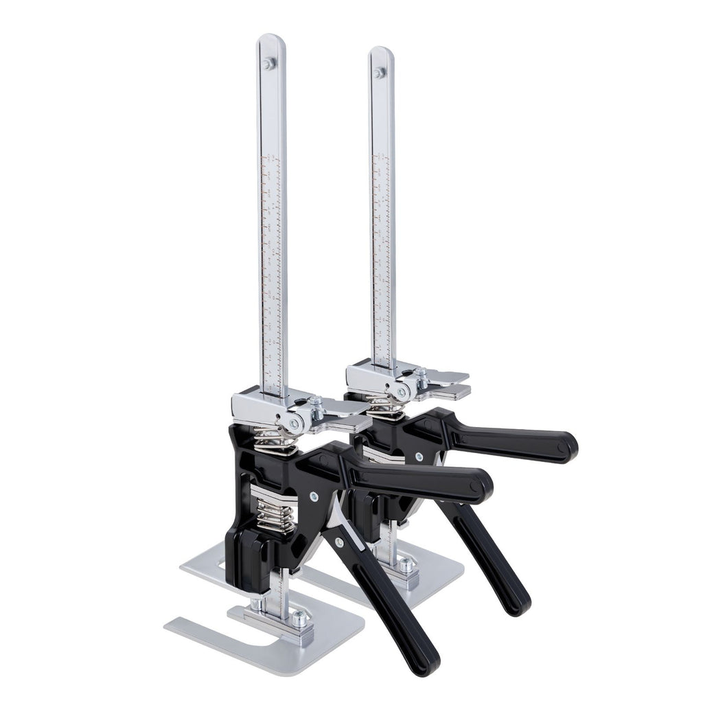 Labor Saving Arm Jack, 2 PCS 440 lbs Bearing Capacity, Lifting up to 9.3", Metal Hand Lifting Jack Tool with Magnetic Level, 2 Adjustment Modes, for Door, Window, Furniture, Woodworking, Black