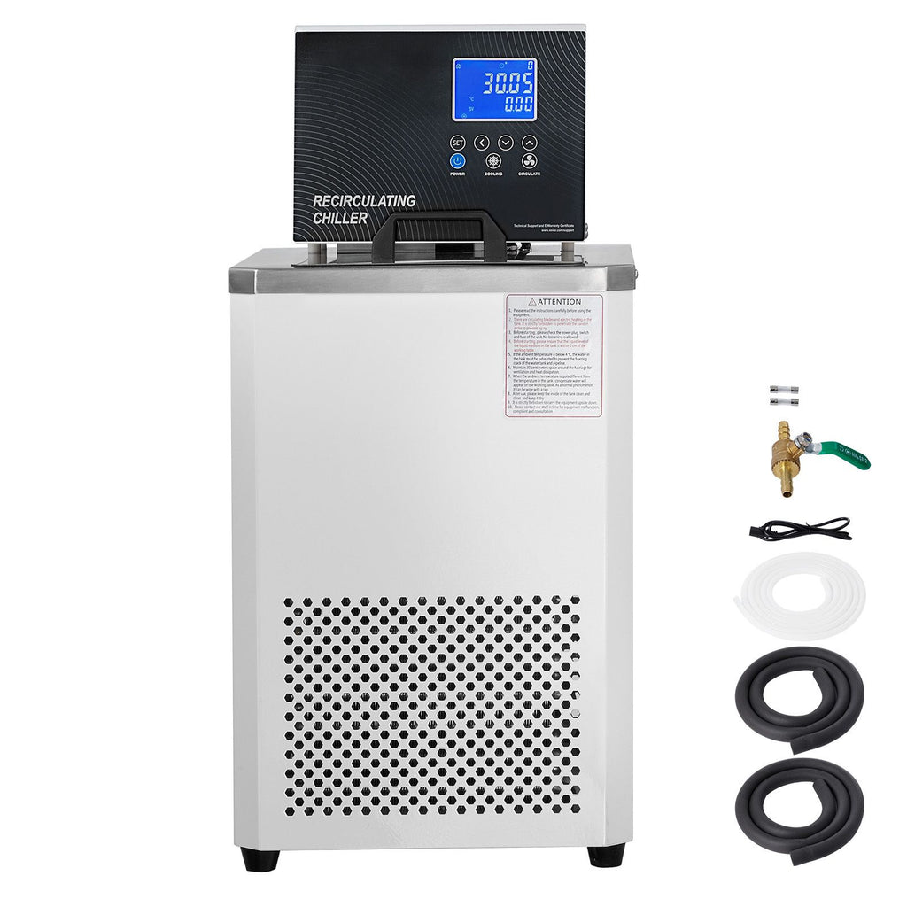 Laboratory Chiller Circulator, 6L Chiller Lab Low Temperature Cooling Liquid, 23 - 212 F Circulator Pump Chiller, LCD Display, 304 Stainless Steel Water Bath Recirculating Water Cooling Chiller