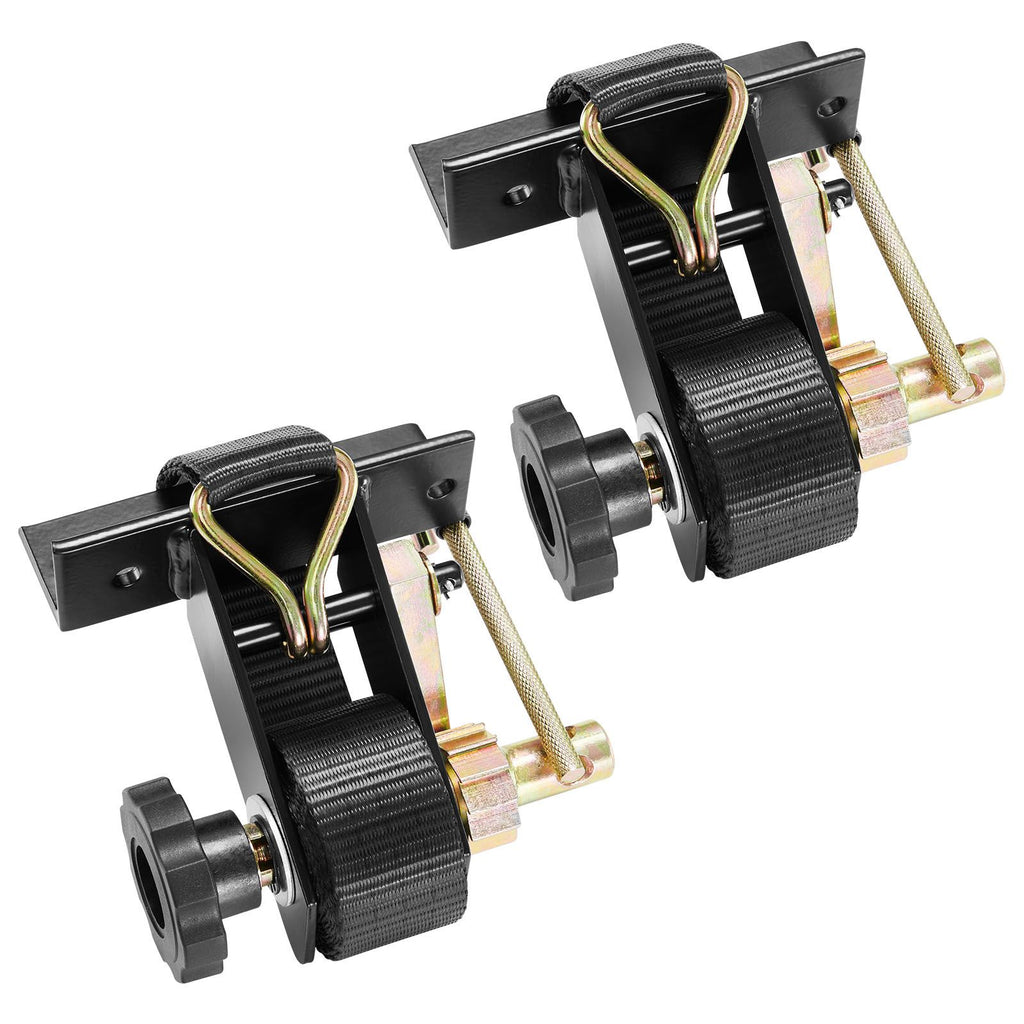 Ladder Rack Ratchet Straps, Black Square Tube Mount, 1.5 in Wide x 7.4 ft Long Black Ladder Rack Straps with Double J-Hooks, 500 lbs Load Heavy Duty, Cargo Buckle Lock Strap (2 Pack)