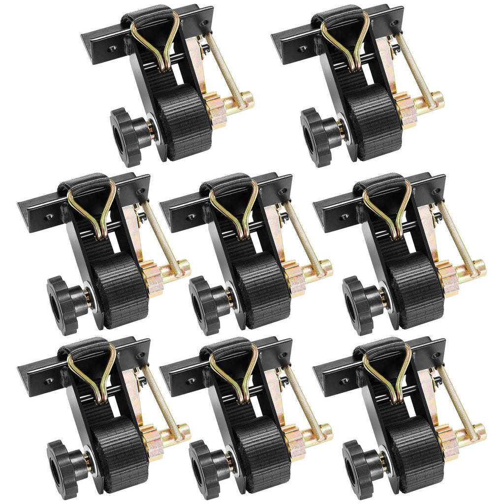 Ladder Rack Ratchet Straps, Black Square Tube Mount, 1.5 in Wide x 7.4 ft Long Black Ladder Rack Straps with Double J-Hooks, 500 lbs Load Heavy Duty, Cargo Buckle Lock Strap (8 Pack)