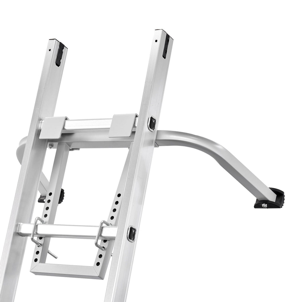 Ladder Stabilizer, Heavy Duty Steel Ladder Roof Hook, Ladder Stabilizer with Wing Span/Wall Extension Accessory, Stable Ladder Standoff Arms for Roof Gutter with Anti-Slip Rubber Feet