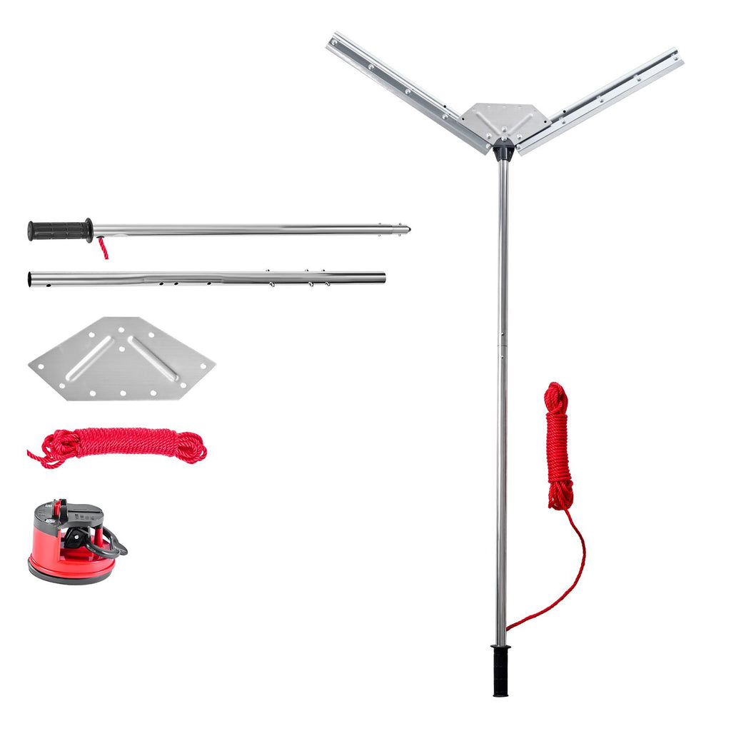 Lake Weed Cutter, Pond Aquatic Plant Cutting Tool with 37 in Max. Cut Width, Sharp and Heavy-Duty Steel Blades, Pond Rake with 30 ft Throw Rope, for Cattail, Phragmites, Lilly Pads & Chara