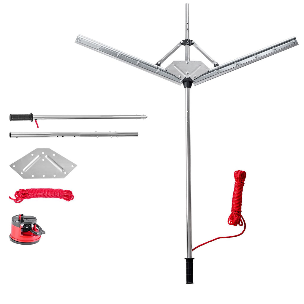 Lake Weed Cutter, Pond Aquatic Plant Cutting Tool with 48 in Max. Cut Width, Sharp and Heavy-Duty Steel Blades, Pond Rake with 30 ft Throw Rope, for Cattail, Phragmites, Lilly Pads & Chara