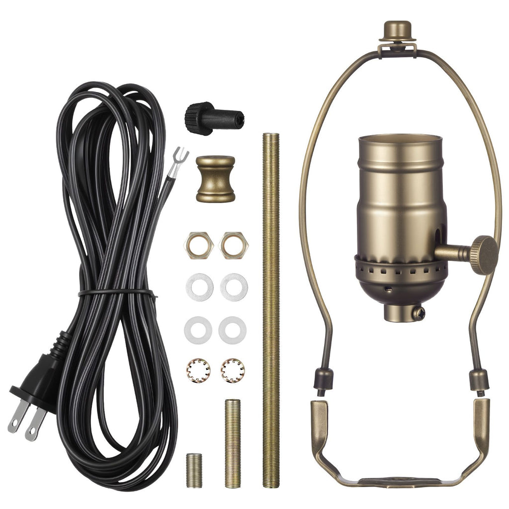 Lamp Rewire Kit, E26 Lamp Socket with 12 ft Matching Cord, Antique Bronze Finish, Lamps Making Kit with All Essential Hardware, Light Wiring Kits for Table & Floor Lamps, DIY Rewire or Repair