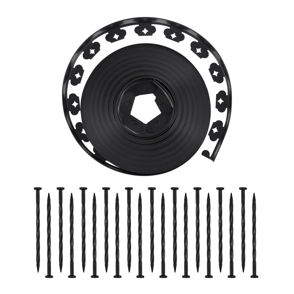 Landscape Edging, 100 ft x 1.5 in Plastic Garden Border Edging with 120 Spikes, No Dig, Flexible Lawn Edgings Roll, UV-Resistant Mini Fence Borders Pathway Edgings for Flower Beds Yard Paver