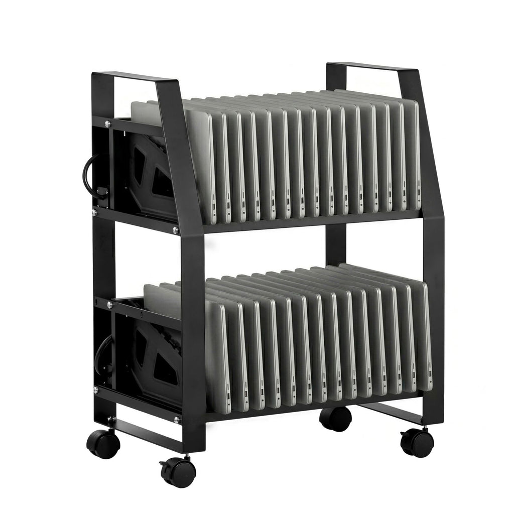 Laptop Cart, 32 Device Mobile Open Charging Station, Up to 15.6 in Screen Size, Office and Classroom Mobile Charging Cart, for Chromebook, Tablet and Laptop