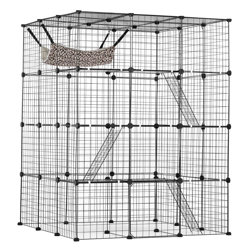 Large 4-tier Cat Cage 41 x 41 x 55" Metal Wire Cat Enclosure with Hammock