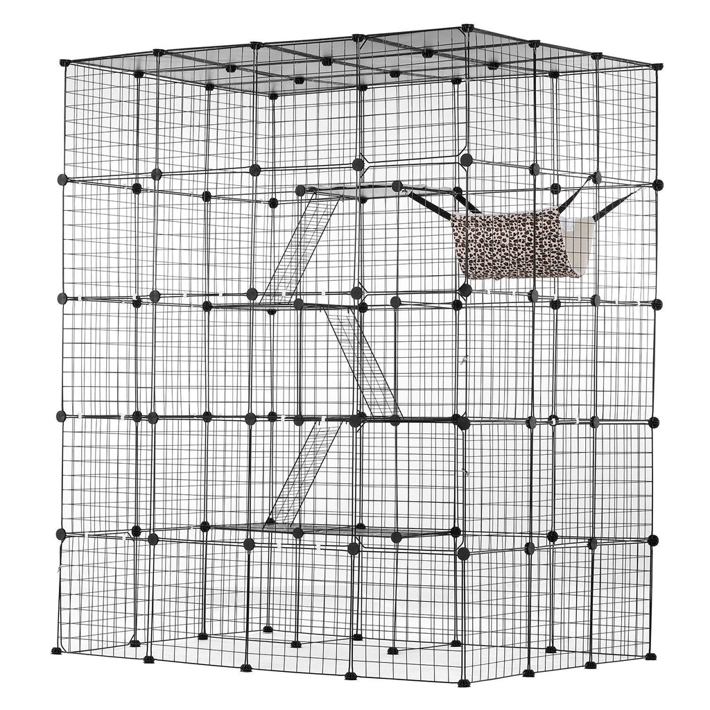 Large 4-tier Cat Cage 54 x 41 x 69" Metal Wire Cat Enclosure with Hammock