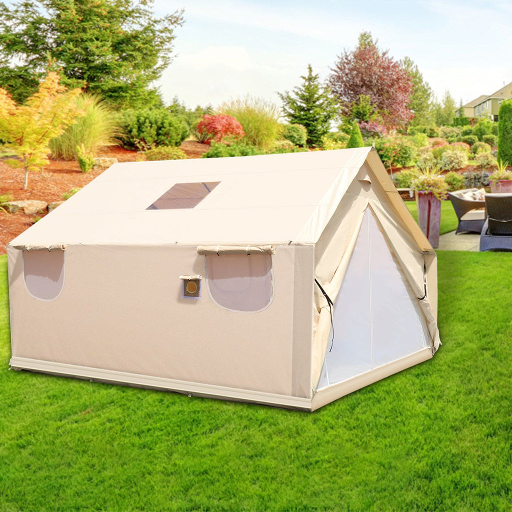 Large Canvas Tent 12x14ft, Wall Tent with PVC Storm Flap, Canvas Wall Tents Waterproof, Canvas Camping Tents With Stove Hole for 8-10 people Outdoor Party Hiking Barbecue