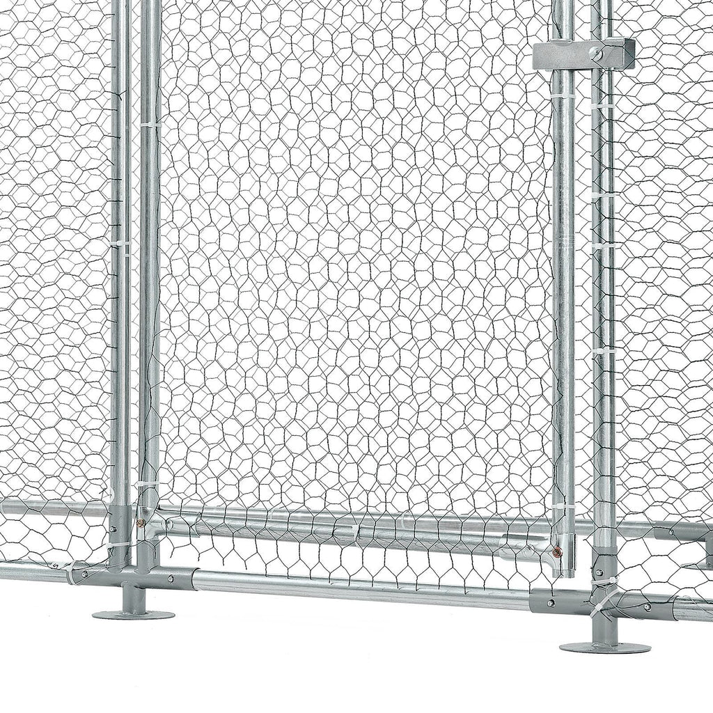 Large Metal Chicken Coop,9.8 x 3.3 x 6.6 ft, Walk-in Chicken Run House with Waterproof Cover & Sturdy Frame, Spire Roof Poultry Cage Duck Pen for Rabbit Hen Goose Outdoor Backyard Farm Use