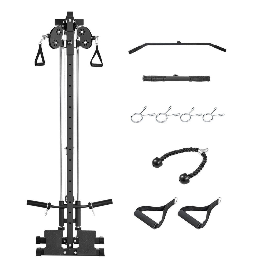 LAT Pull Down Machine, 3-in-1 Row Cable Machine, Cable Machines Home Gym with 18-Level Height Adjustment, Wall-Mount Design, Load 500 lbs Lat Tower for Full-Body Workouts, Single-Arm Training