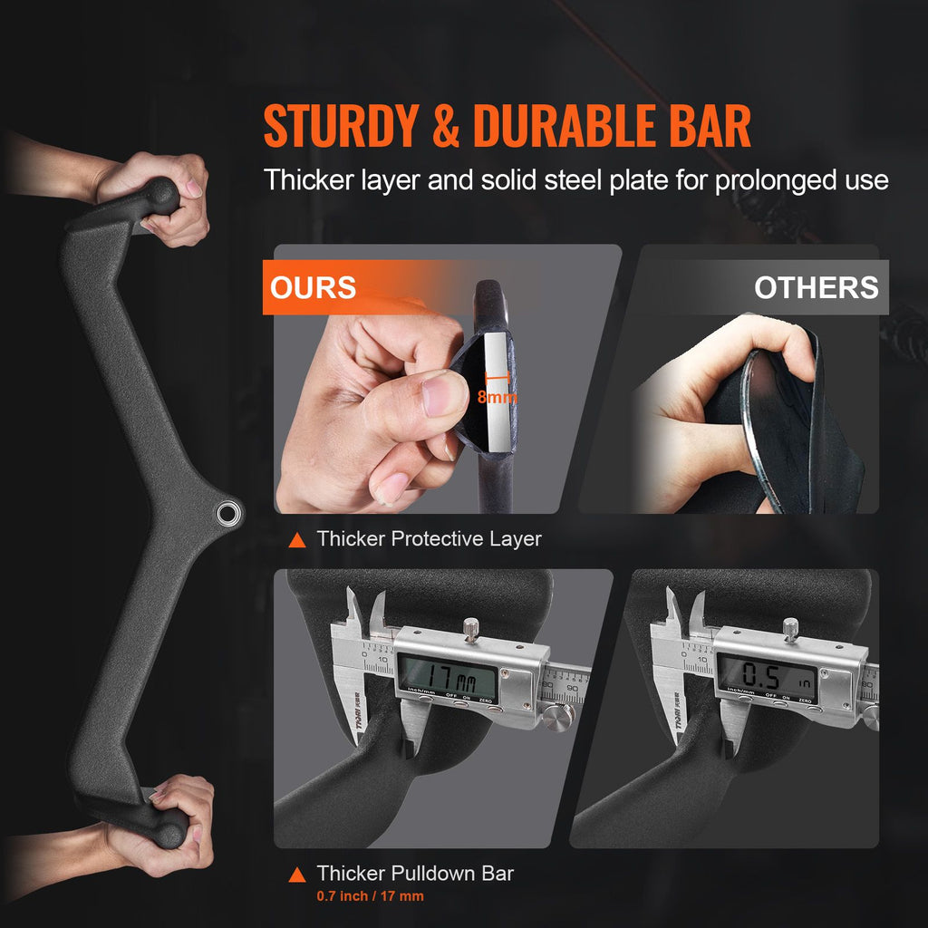 LAT Pulldown Attachments, Cable Machine Rowing T-bar V-bar 5 Set, Tricep Pull Down Bar, Back Strength Training Rubber Coated Handle Grip, Bicep Curl Tricep Lat Pulldown Bar for Home Gym Fitness image 2