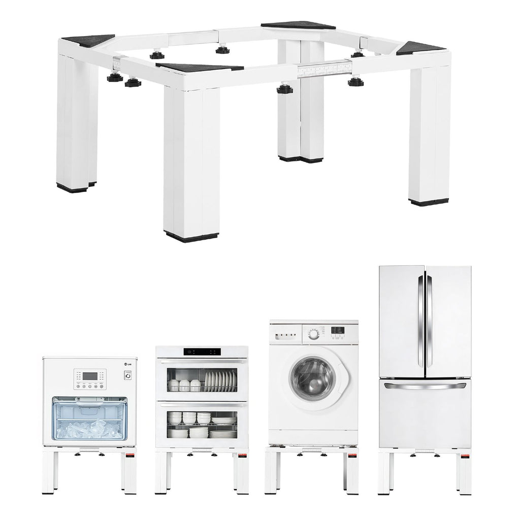 Laundry Pedestal, 12 in Height, Washer and Dryer Pedestals with 1200 lbs Weight Load Capacity, 18.7-31 in Adjustable, Non-Slip Feet, Heavy-duty Steel Washing Machine Stand Universal Fit, White