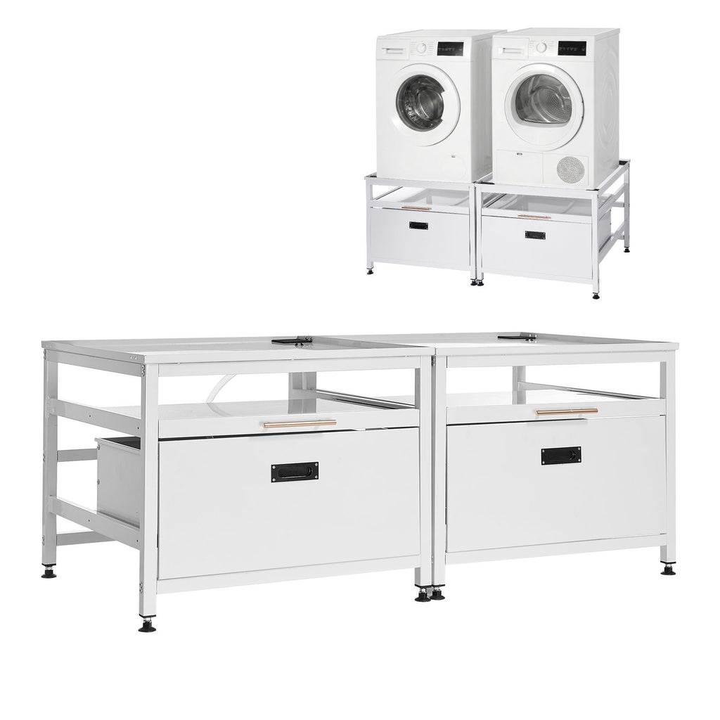 Laundry Pedestal, 22.6 in Height, 29 x 29 in Washer and Dryer Pedestals with Pull-out Tray and Storage Space, 800 lbs Load Capacity, Non-Slip Feet Washing Machine Stand Universal, White, 2 Pack