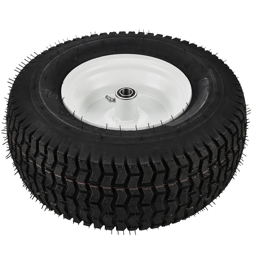Lawn Mower Tires with Rim, 16x6.5-8" Tubeless Tractor Tires, 2-Pack Tire and Wheel Assembly, Turf Pneumatic Tires, 3" Offset Hub, 3/4" Bushing Size, 16 PCS Adapters for Riding Mower Lawn Tractor