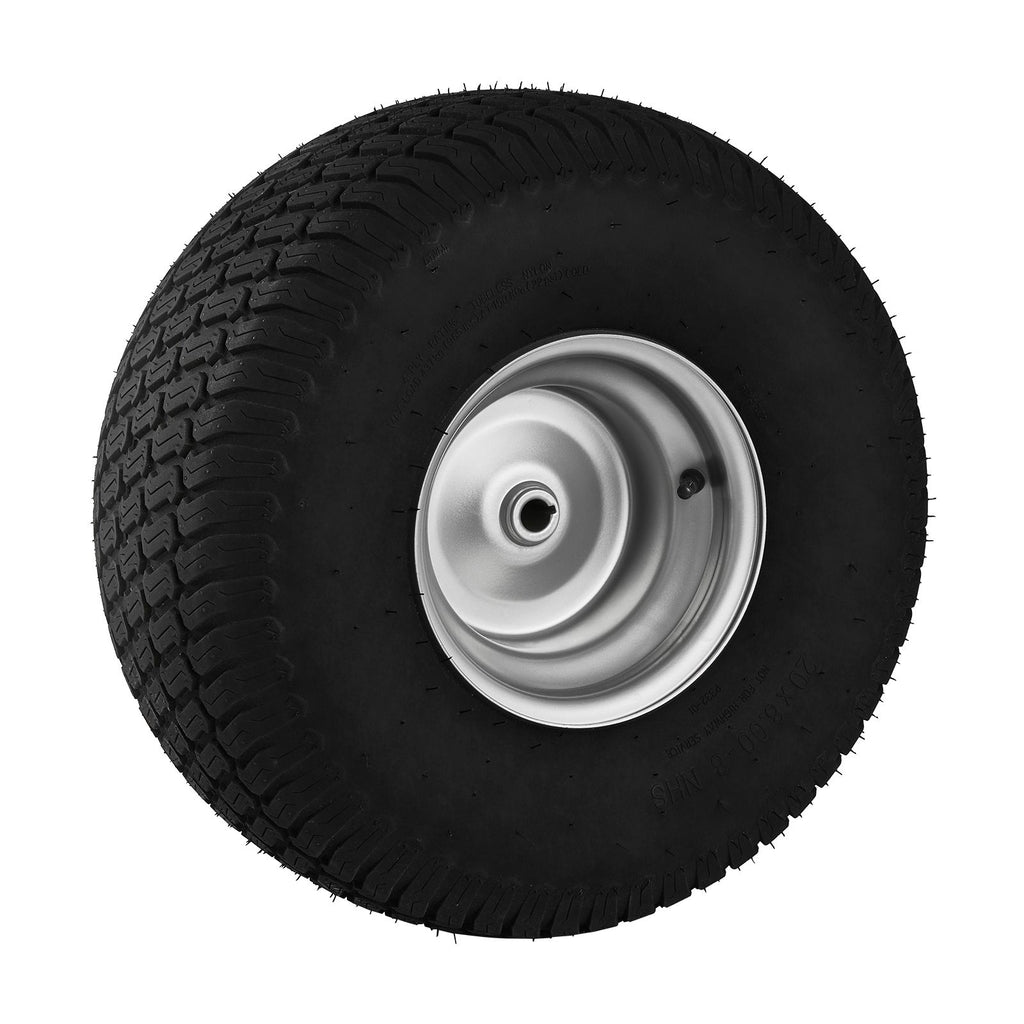 Lawn Mower Tires with Rim, 20x8-8" Tubeless Tractor Tires, 2-Pack Tire and Wheel Assembly, S-Turf Pneumatic Tires with 3.5" Offset Hub and 3/4" Bushing Size, for Riding Mowers Lawn Tractors