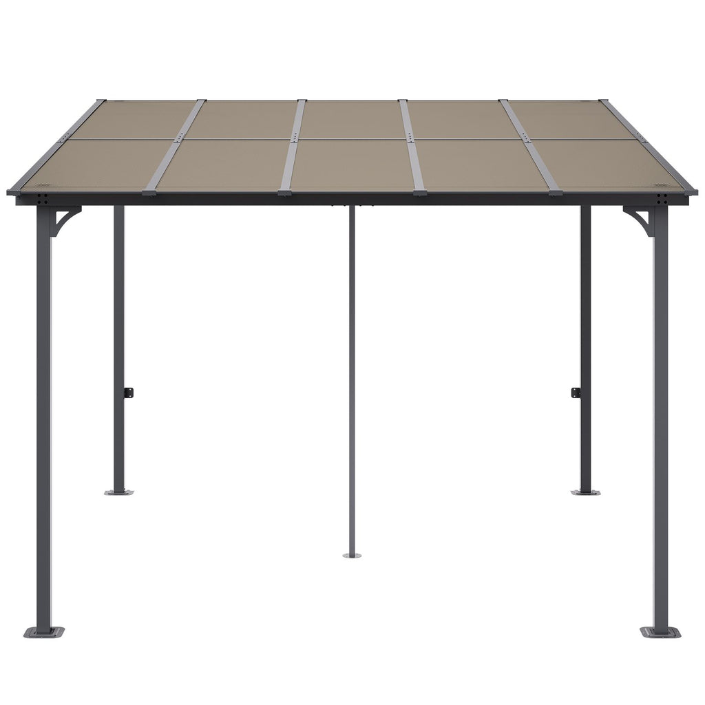 Lean to Gazebo for Patio, 10' x 10' Hard Top Gazebo with Medal Frame, Wall Mounted & Freestanding Pergola, UV Resistant Polycarbonate Roof, Outdoor Patio Awnings for Deck, Garden and Backyard