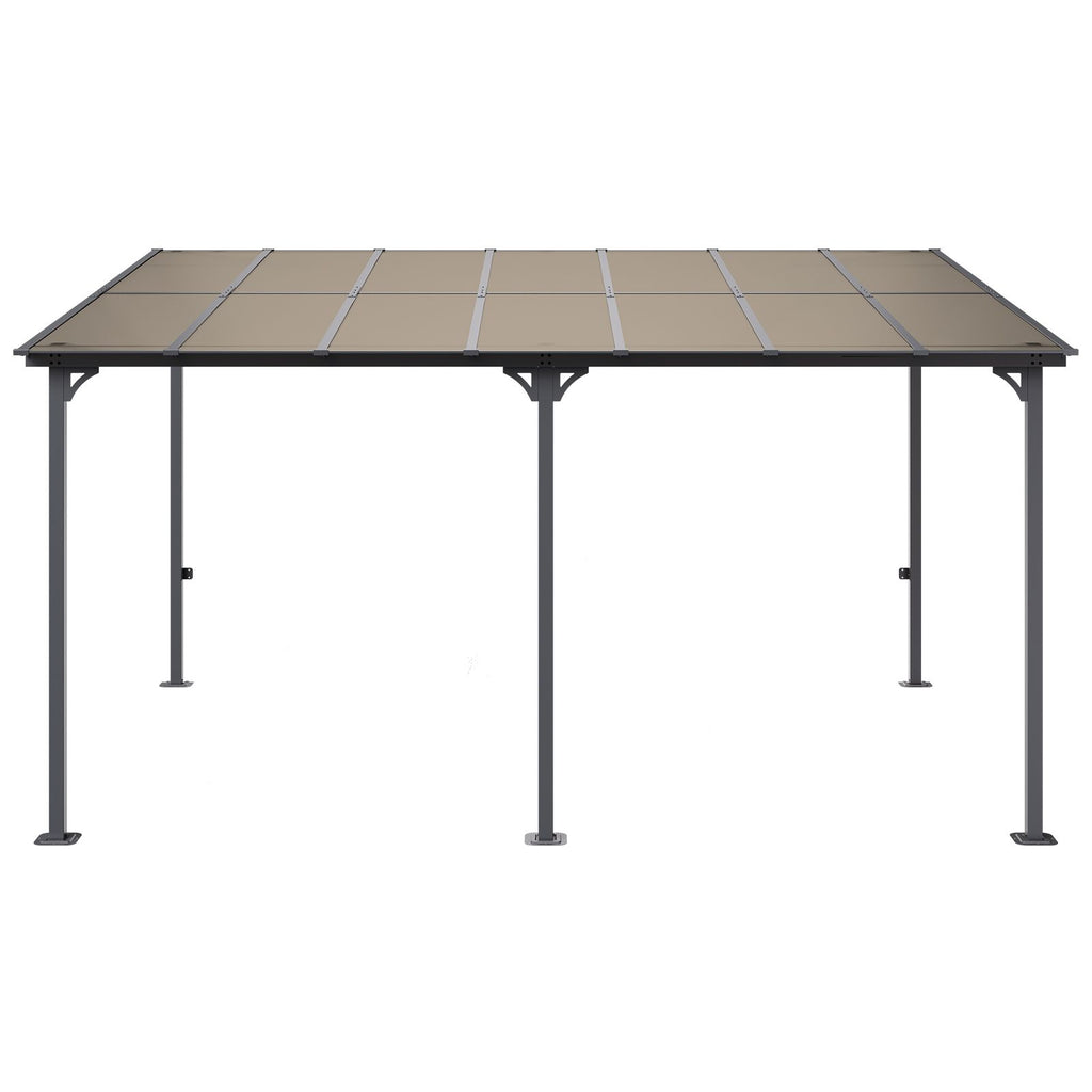 Lean to Gazebo for Patio, 10' x 14' Hard Top Gazebo with Aluminum Frame, Wall Mounted & Freestanding Pergola, UV Resistant Polycarbonate Roof, Outdoor Patio Awnings for Deck, Garden and Backyard