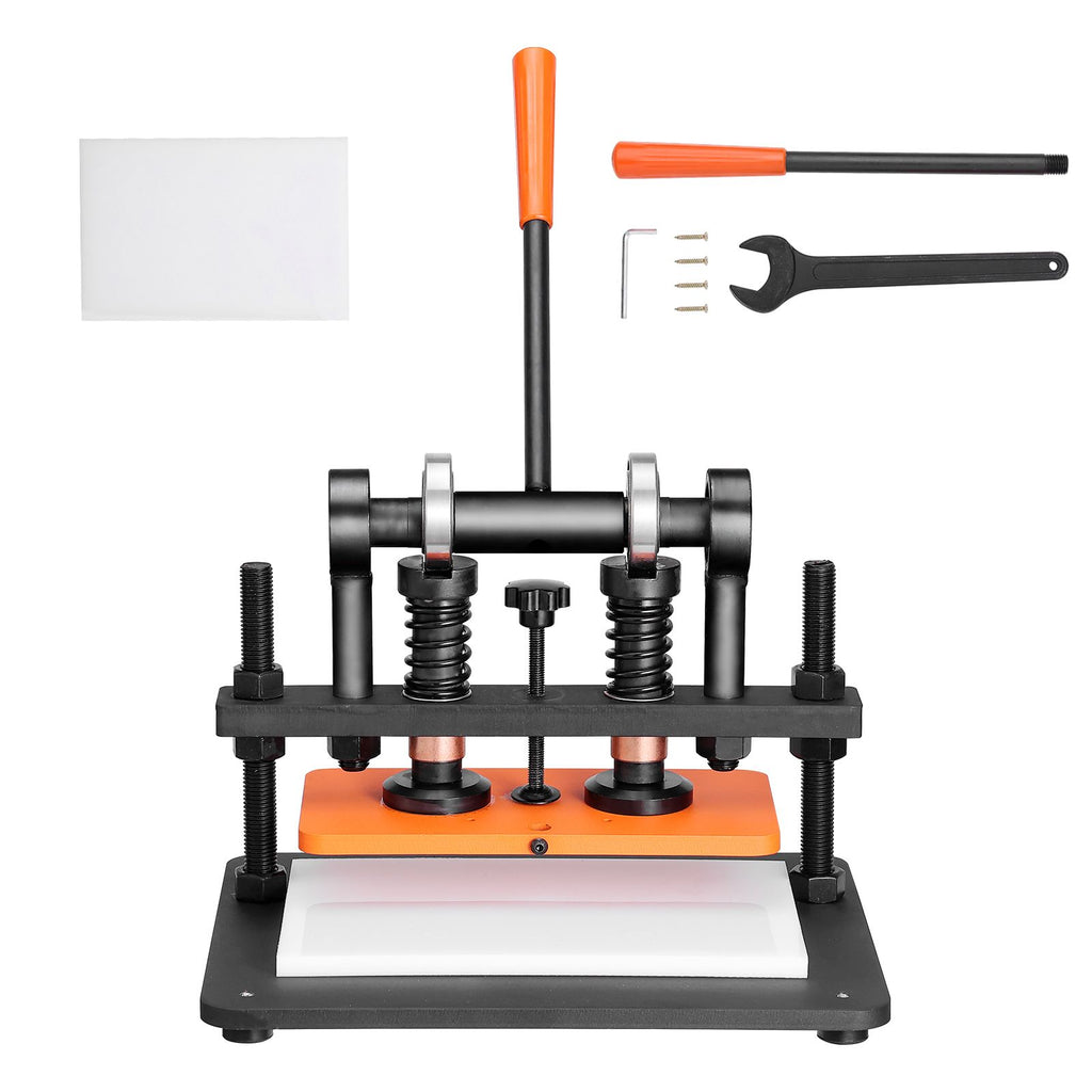 Leather Cutting Machine, 10.2 x 4.7 in Embossing Plate Manual Die Cutter, 0.47 in Pressure Stroke Dual Guide Shafts Die Cut Machine, Leather Embossing Machine for Various of Materials