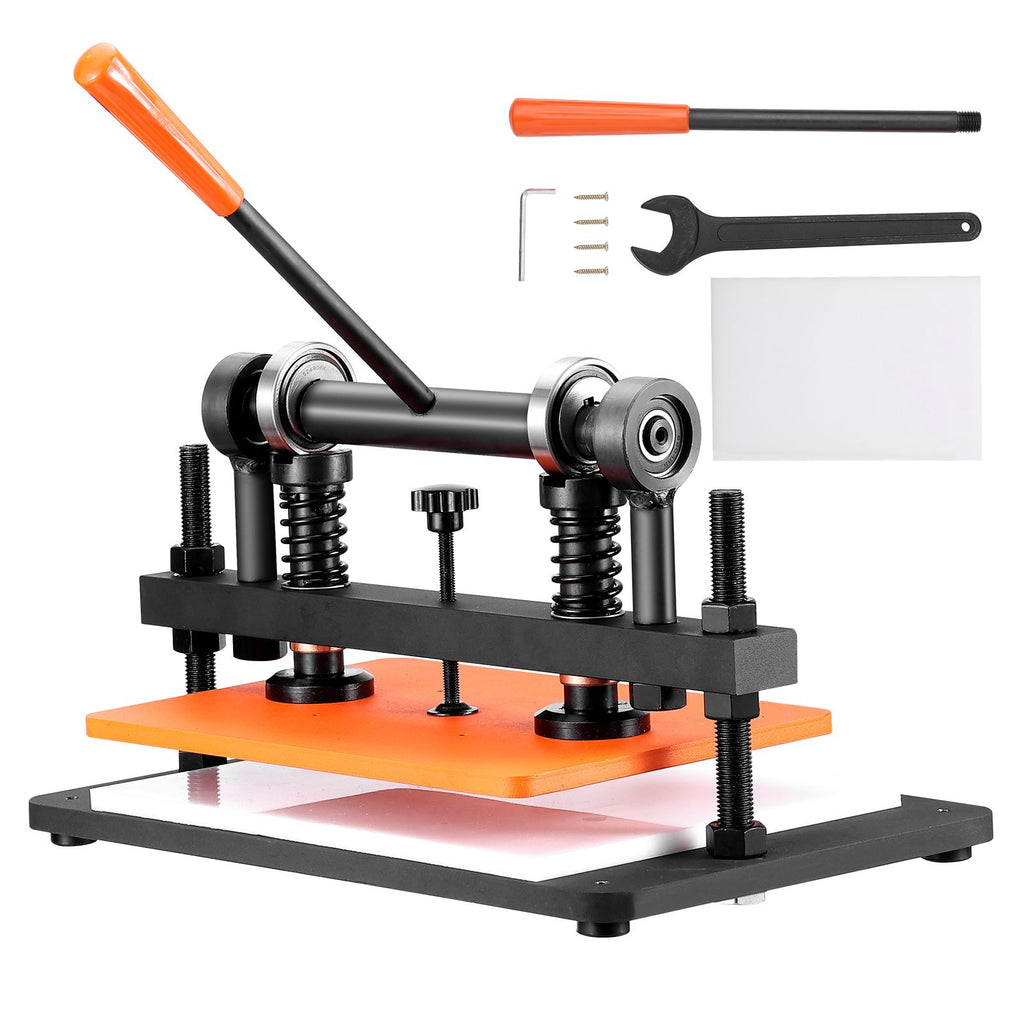 Leather Cutting Machine, 14.2 x 10.2 in Embossing Plate Manual Die Cutter, 0.47 in Pressure Stroke Dual Guide Shafts Die Cut Machine, Leather Embossing Machine for Various of Materials