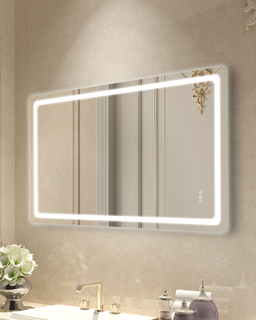 LED Bathroom Mirror, 36" x 72" LED Bathroom Vanity Mirror with Frontlit and Backlit, Anti-Fog Memory Mirror with Lights, Stepless 3 Colors Temperature Dimmable Bathroom Mirror, Wall Mounted