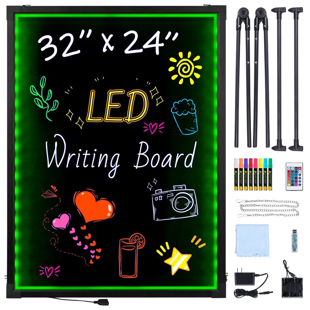 LED Message Writing Board, 32"x24" Illuminated Erasable Lighted Chalkboard, Neon Effect Menu Sign Board, Drawing Board with 8 Fluorescent Chalk Markers and Remote Contro Tested toStandards image 2