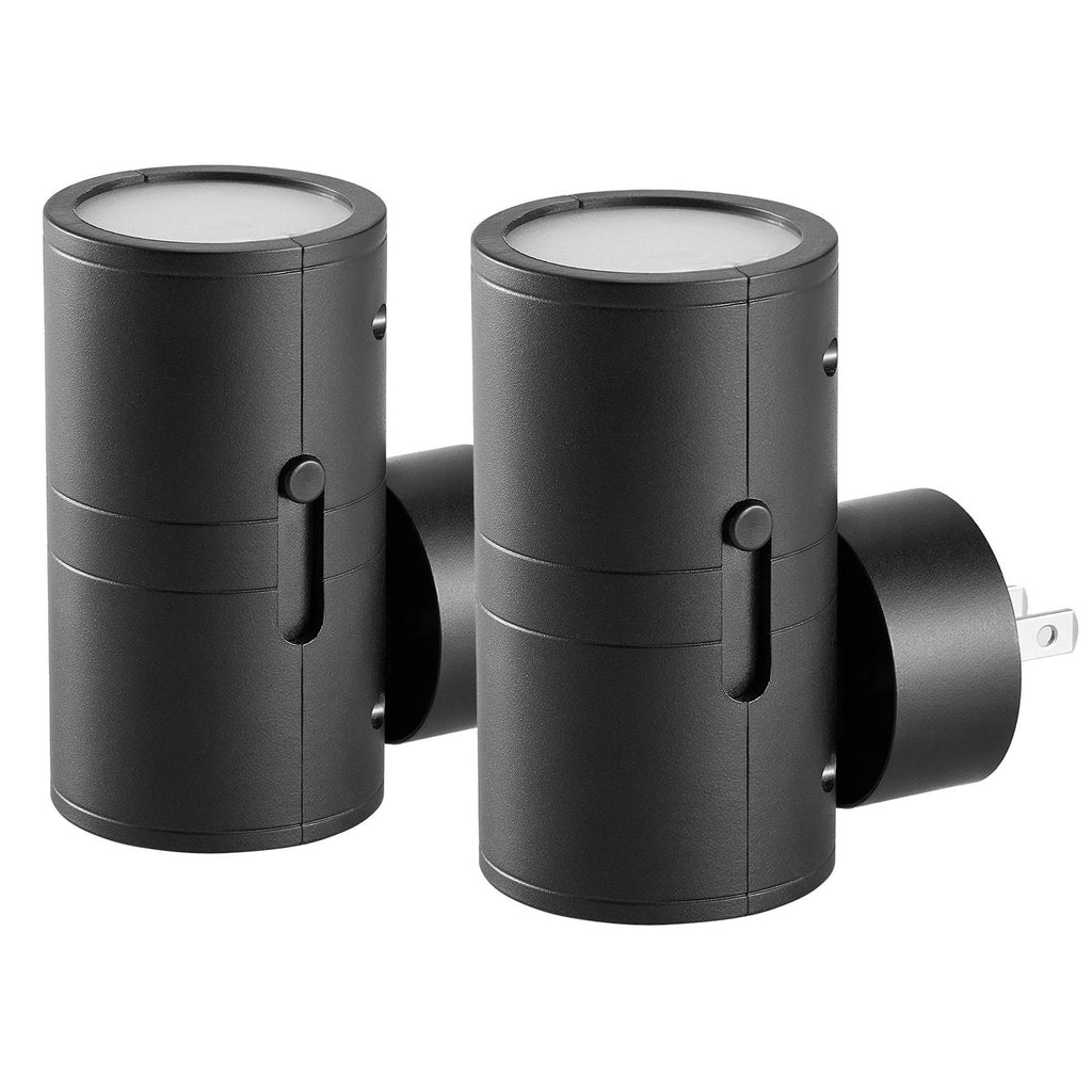 LED Night Lights, 0-60LM Adjustable Brightness, Modern Night Lights Plug into Wall, Dusk to Dawn Sensor, 3000K Soft Warm White for Hallway Bathroom Stairway Bedroom, Black, 2 Pack