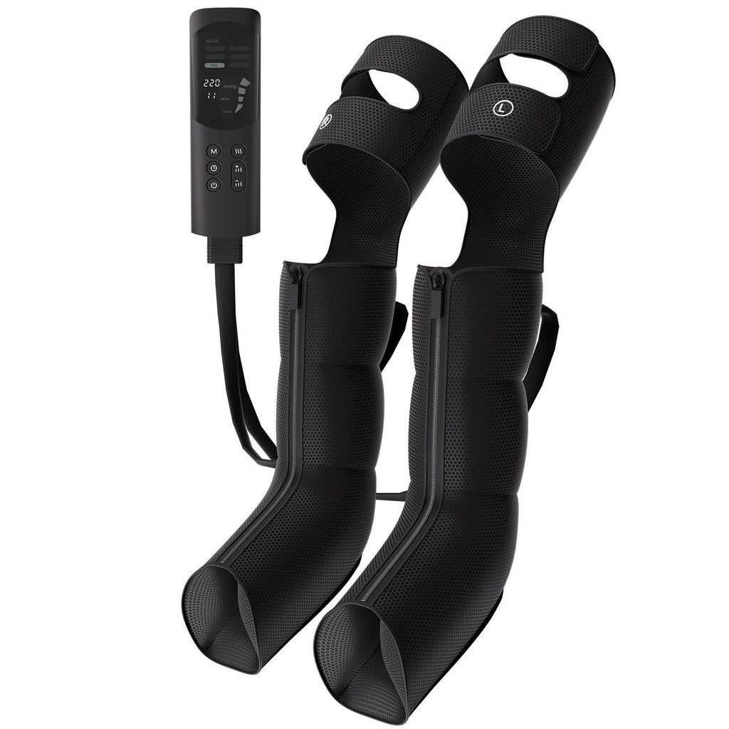 Leg Compression Massager 9 Intensities Air Compression Leg Massager, For Daily Relaxation, 6 Massage Modes, 3 Heat Settings, Auto Shut-Off Timer, Adjustable Fit, with Storage Bag and Adapter