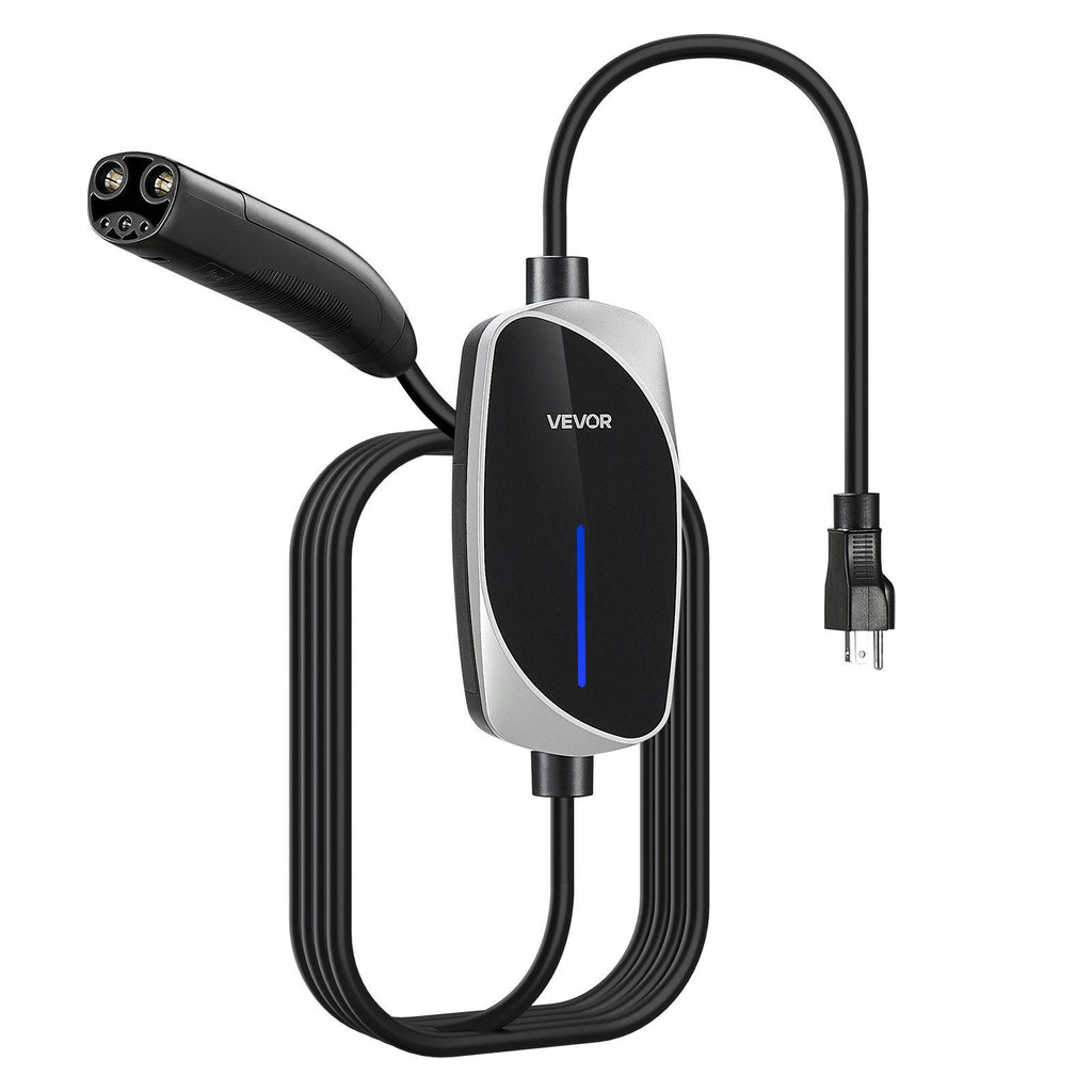 Level 1/2 Tesla Charger, 16 Amp, Portable Electric Car EV Charger with 25 ft Charging Cable, 120V-240V, NEMA 6-20P Plug NEMA 5-15 Adapter, LED Indicator, NACS Connector for Tesla Model Y/X/3/S