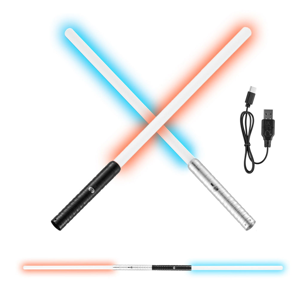 Light Sword, 2 Pack Light up Sword with 7 RGB Colors, 4 Sound Modes and Realistic Handle, Rechargeable Sword Toy for Adults and Kids, Christmas Day, Halloween Cosplay, Birthday