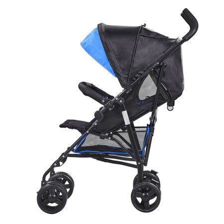 Lightweight Stroller, Compact Easy Fold MultiPosition Recline Canopy Backrest, Carbon Steel Frame, Large Storage Basket, Umbrella Toddler Baby Stroller for Travel and More, Black/Blue