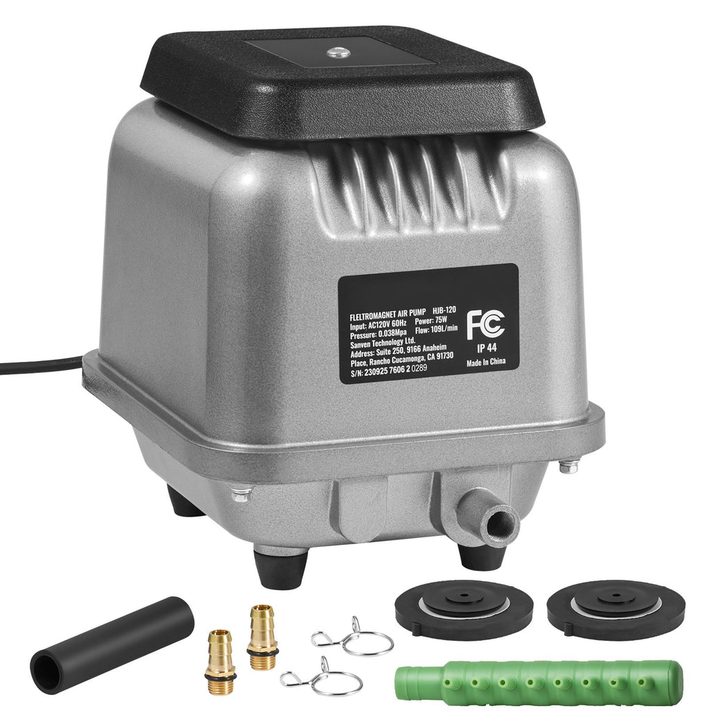 Linear Air Pump, 109L/Min Air Flow Septic Aerator Pump, Aeration System for 1/2 Acre 10 FT Deep Ponds, Water Gardens, Waste Treatments, Septic Tanks, Aquariums, Seafood Restaurants, Fish Farms