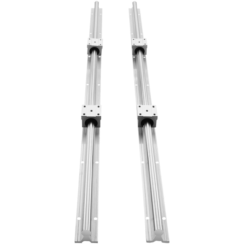 Linear Guide Rail Set, SBR12 1000mm, 2 PCS 39.4 in/1000 mm SBR12 Guide Rails and 4 PCS SBR12UU Slide Blocks, Linear Rails and Bearings Kit for Automated Machines DIY Project CNC Router Machines
