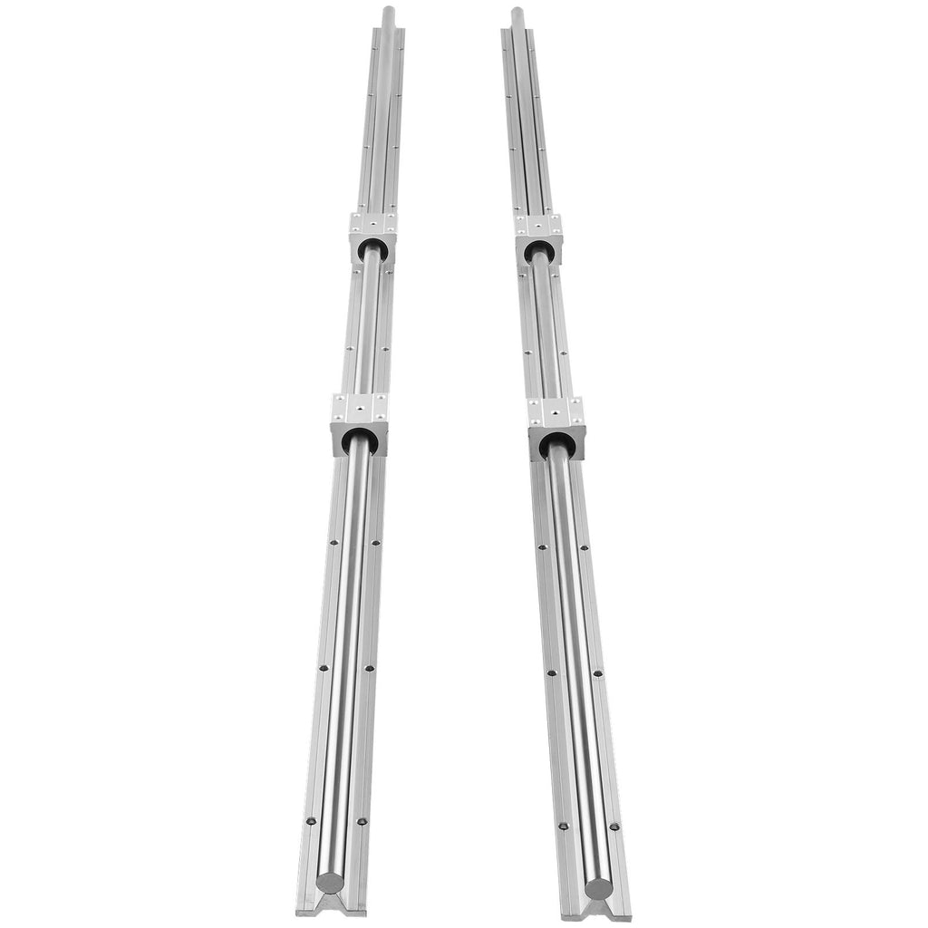 Linear Guide Rail Set, SBR16 1500mm, 2 PCS 59 in/1500 mm SBR16 Guide Rails and 4 PCS SBR16UU Slide Blocks, Linear Rails and Bearings Kit for Automated Machines DIY Project CNC Router Machines