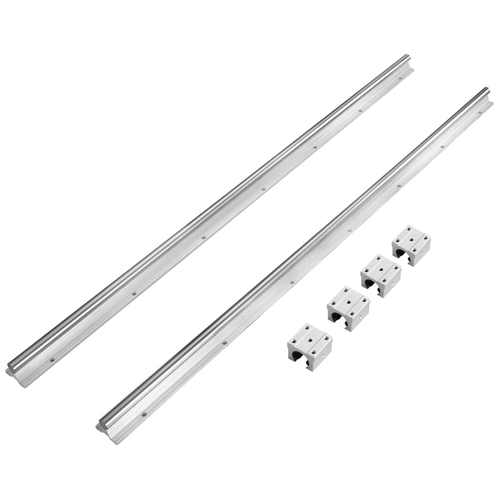 Linear Guide Rail Set, SBR16 800mm, 2 PCS 31.5 in/800 mm SBR16 Guide Rails and 4 PCS SBR16UU Slide Blocks, Linear Rails and Bearings Kit for Automated Machines DIY Project CNC Router Machines