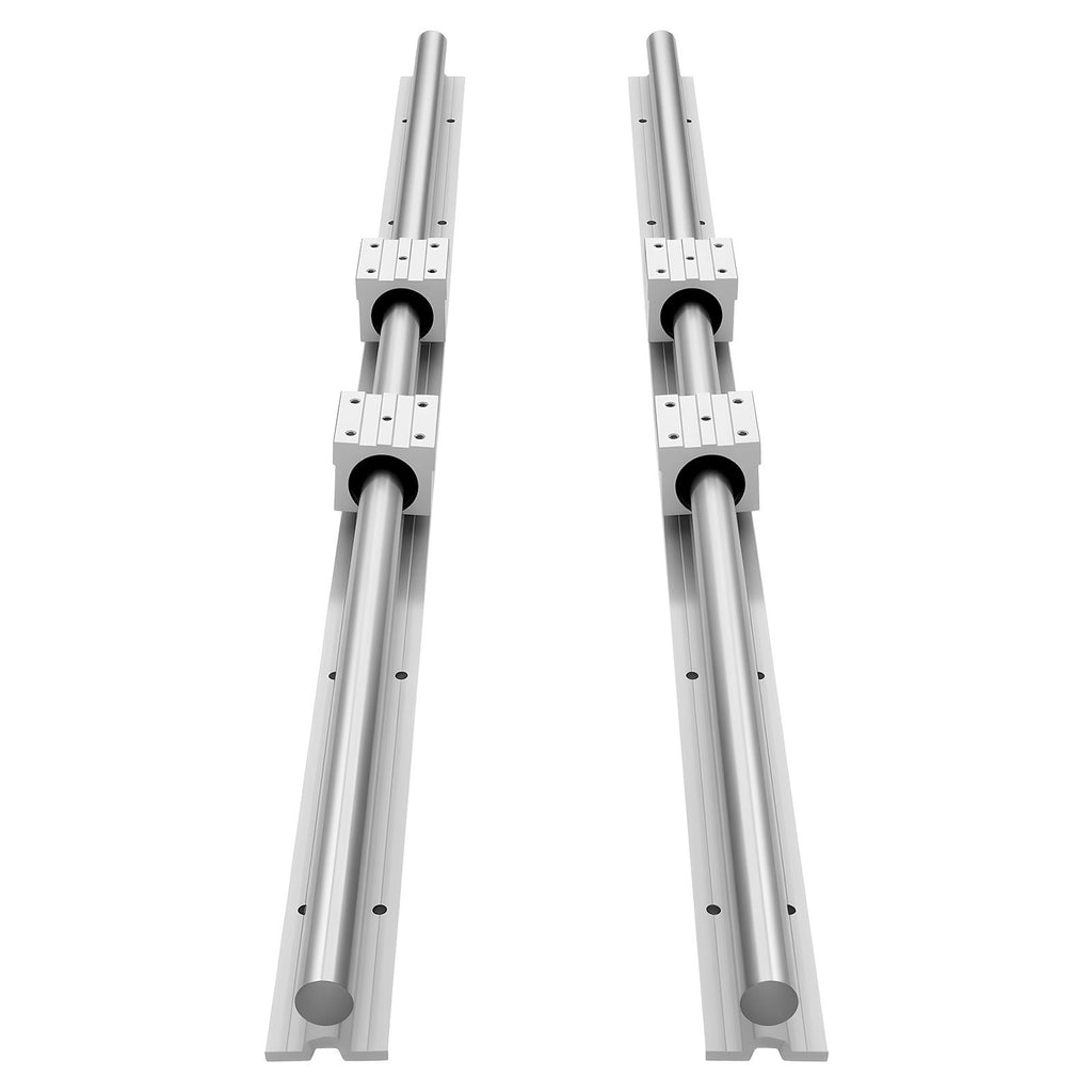 Linear Rail Kit, SBR25, 2Pcs 1200 mm (47.24 inch) Linear Motion Guide Rails and 4Pcs Bearing Slide Blocks, Fully Supported Shaft, for Cutting, Grinding, Milling, Drilling Machines, and More