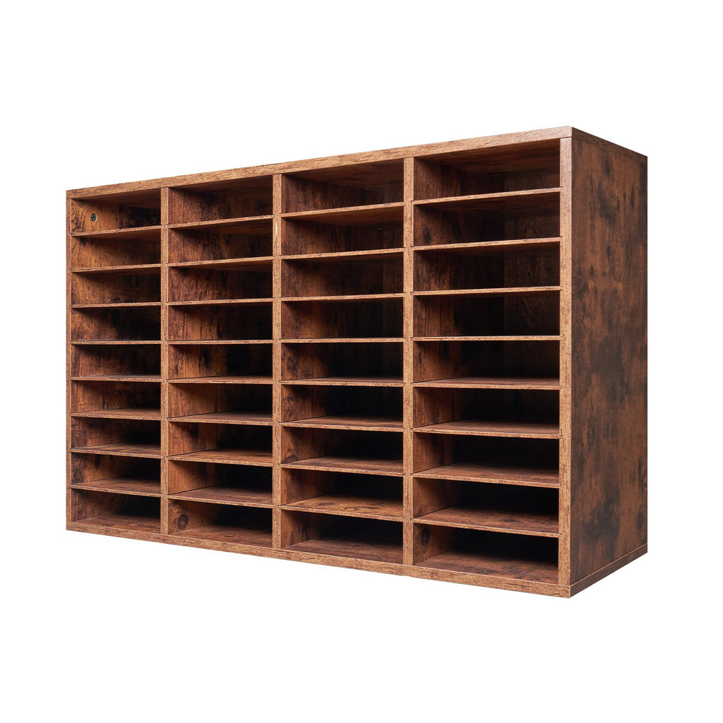 Literature Organizer, 36 Compartments Office Mailbox with Removable Shelves, Wood Mailbox Sorter Particle Board Office Home Classroom Storage, File Sorter for File, Document, Paper, Dark Brown