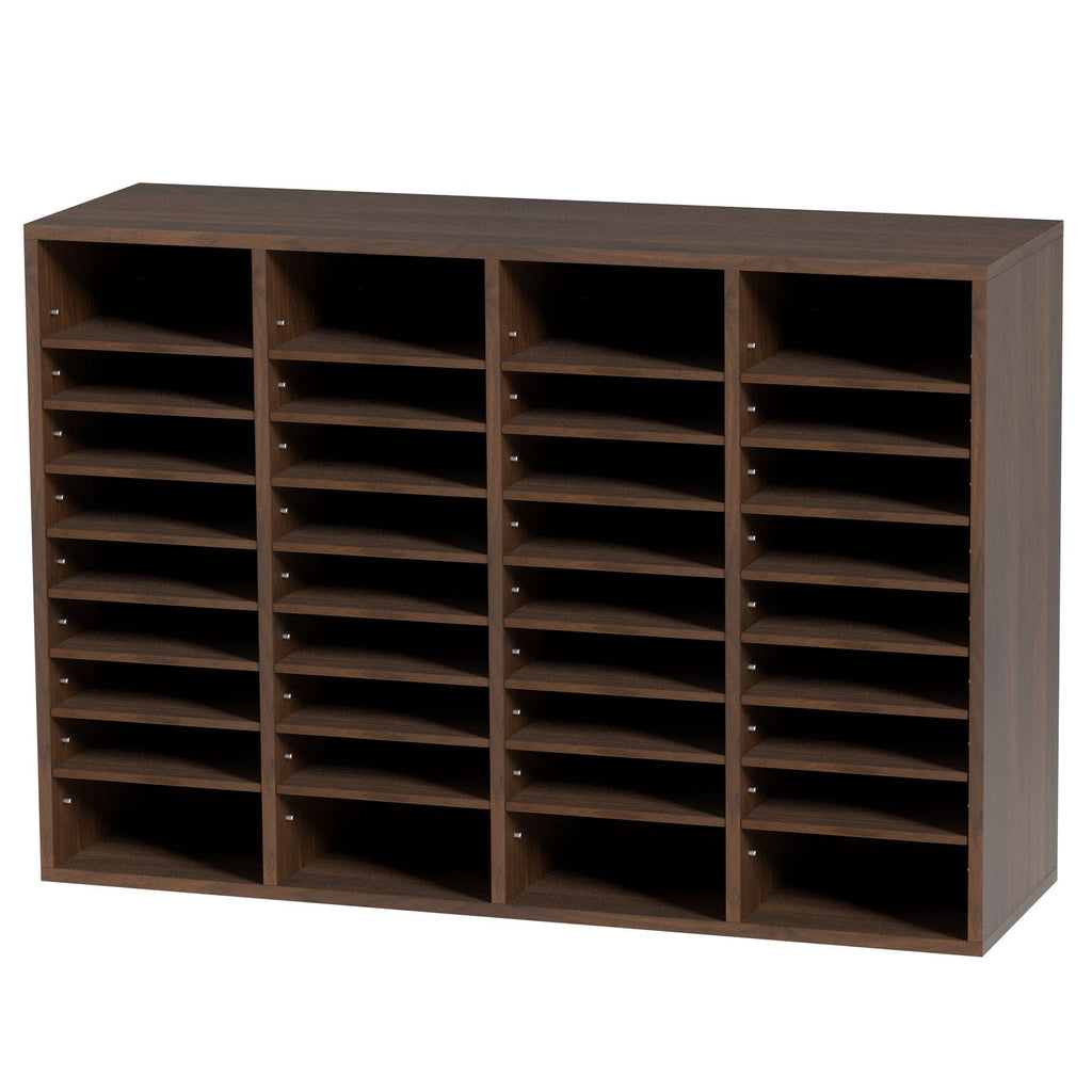 Literature Organizers, 36 Compartments Office Mailbox with Adjustable Shelves, Wood Literature Sorter 39.3x12x26.8 inches for Office, Home, Classroom, Mailrooms Organization, EPA Certified Brown